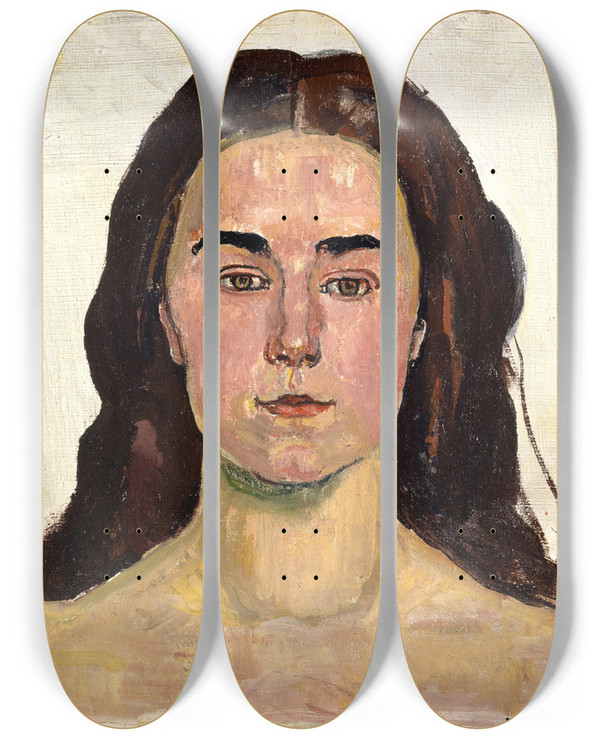 Triptych art skateboard deck of Ferdinand Hodler Portrait Of Lina Crot by Ferdinand Hodler (1853-1918)