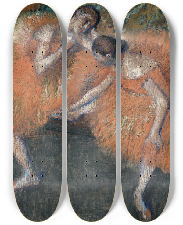 Triptych art skateboard deck of Edgar Degas Two Dancers_3 by Edgar Degas (1834-1917)