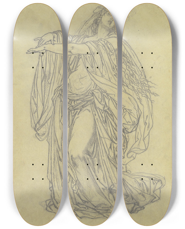Triptych art skateboard deck of Ferdinand Fellner Lady Macbeth Mit Blutigen Hnden_2 by Ferdinand Fellner (1799-1859)
