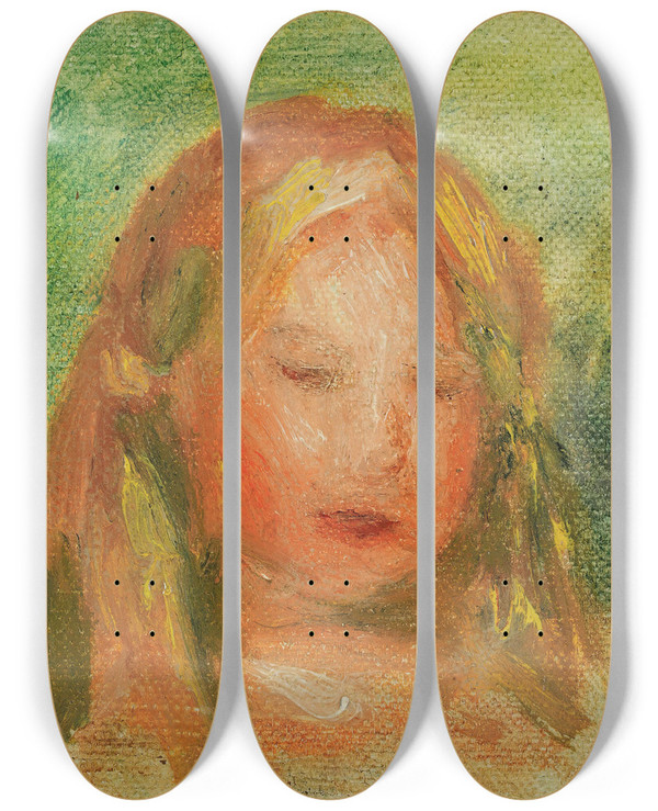 Triptych art skateboard deck of Pierreauguste Renoir Tude Tte Denfant Coco by Pierre-Auguste Renoir (1841-1919)