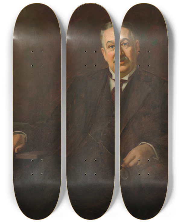 Triptych art skateboard deck of Jean Mannheim King Camp Gillette by Jean Mannheim (1863-1945)