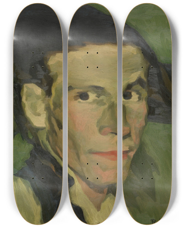 Triptych art skateboard deck of Ren Leclercq Spaniard by Rene Leclercq