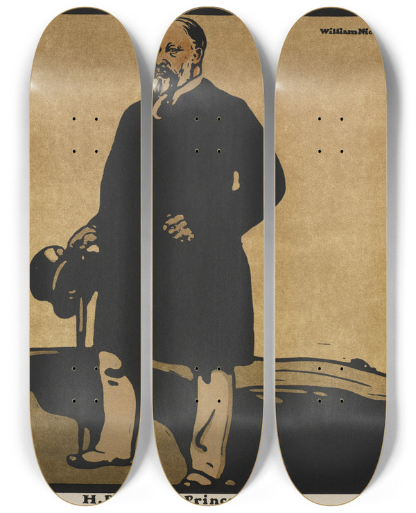 Triptych art skateboard deck of William Nicholson Hrh The Prince Of Wales by William Nicholson (1872-1949)