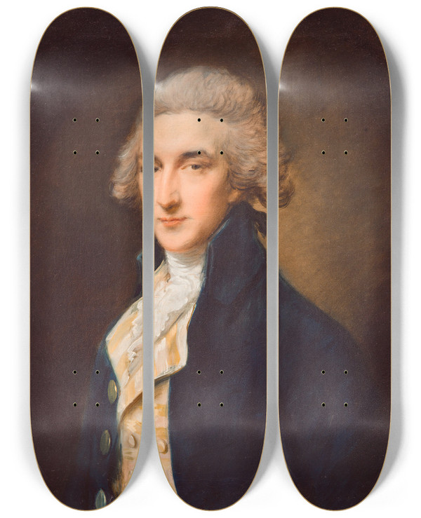 Triptych art skateboard deck of Thomas Gainsborough Sir John Edward Swinburne by Thomas Gainsborough (1727-1788)