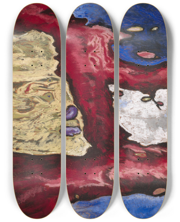 Triptych art skateboard deck of Arthur Dove Tree Forms And Water by Arthur Dove (1880-1946)