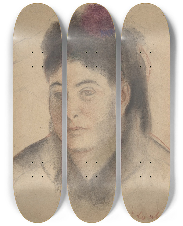 Triptych art skateboard deck of Edgar Degas Madame Loubens by Edgar Degas (1834-1917)