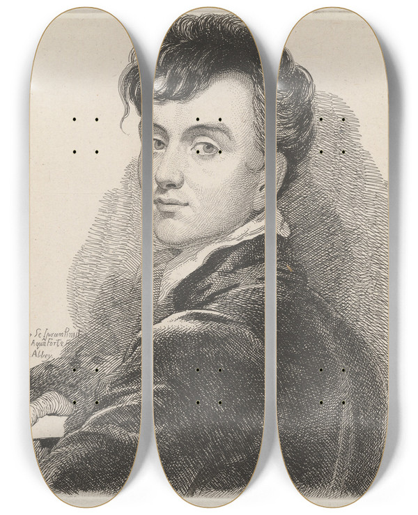 Triptych art skateboard deck of Sir George Hayter Sir George Hayter by Sir George Hayter (1792-1871)