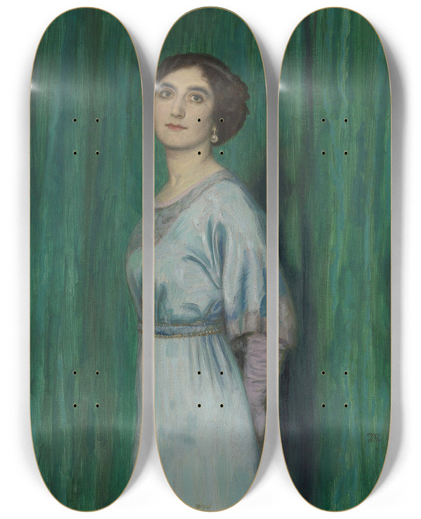 Triptych art skateboard deck of Franz Von Stuck Bettina Heinemann by Franz Von Stuck (1863-1928)