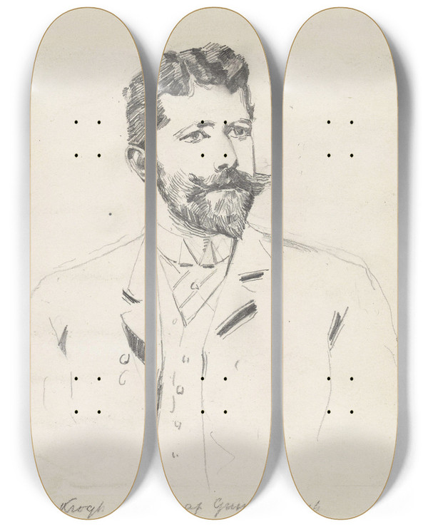 Triptych art skateboard deck of Christian Krohg Gunnar Berg by Christian Krohg (1852-1925)