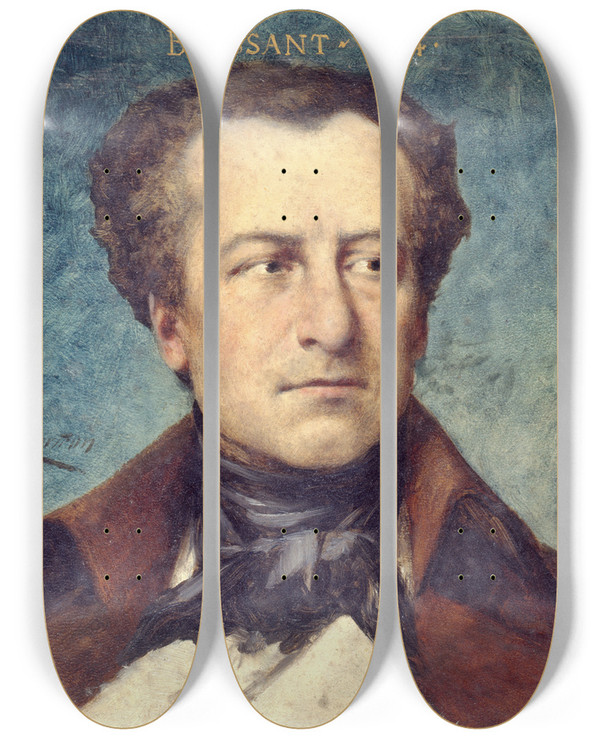 Triptych art skateboard deck of Thobald Chartran Portrait De Jeanbaptiste Bressant 18151886 Socitaire De La Comdiefranaise by Theobald Chartran (1849-1907)