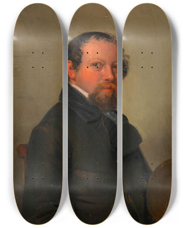 Triptych art skateboard deck of Alexander Clarot Selbstbildnis Alexander Clarot by Alexander Clarot (1796-1842)
