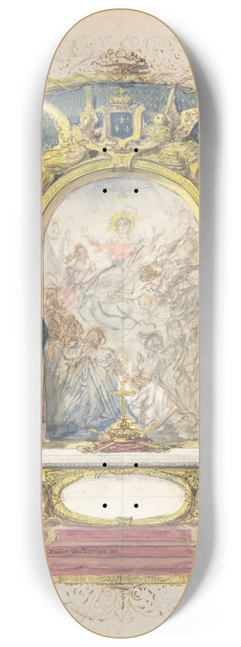 Emile-Charles Wattier - Altar Flanked by St. Louis and St. Theresa 8.25 inch art skate deck