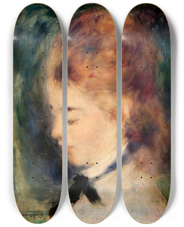 Triptych art skateboard deck of Pierreauguste Renoir Portrait Of A Woman by Pierre-Auguste Renoir (1841-1919)
