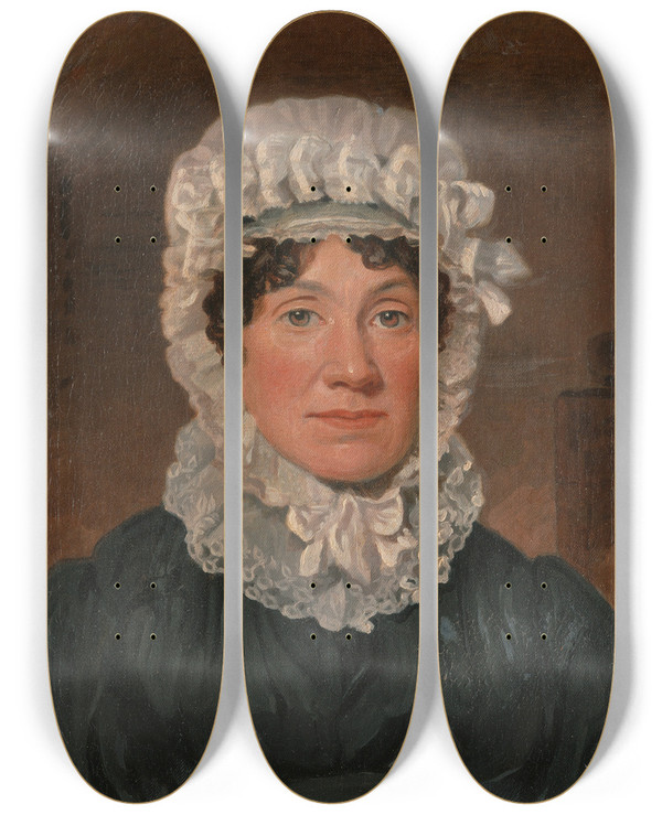 Triptych art skateboard deck of Lambert Marshall Portrait Of Mrs Ben Marshall by Lambert Marshall (1810-1870)