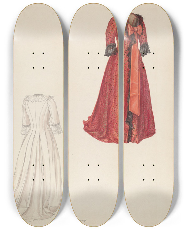 Triptych art skateboard deck of Hans Mangelsdorf Dress by Hans Mangelsdorf