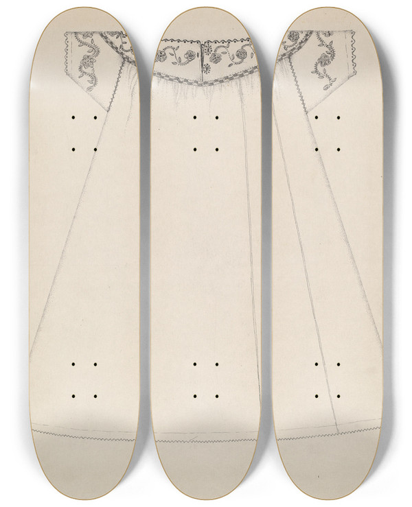 Triptych art skateboard deck of Evelyn Bailey Nightgown_3 by Evelyn Bailey