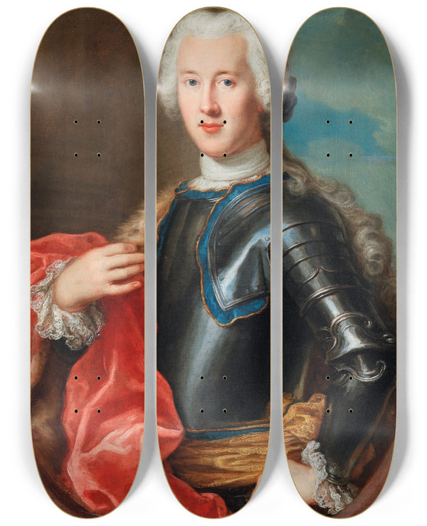 Triptych art skateboard deck of Antonio David Portrait Of A Nobleman by Antonio David (1698-1750)