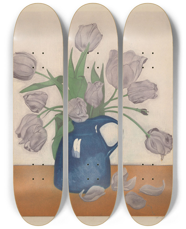 Triptych art skateboard deck of Frans Everbag Tulpen In Een Kan by Frans Everbag (1877-1947)