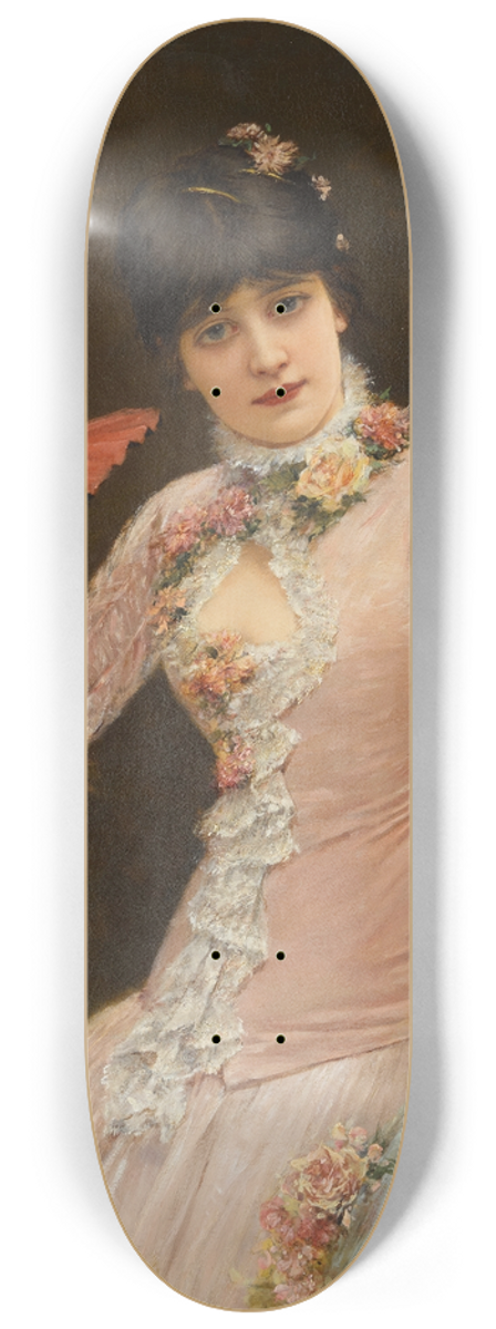 Emile Eisman-Semenowsky - A portrait of a young lady in pink dress 8.25 inch art skate deck