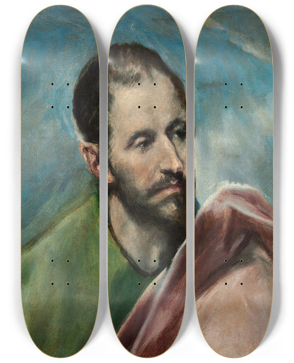 Triptych art skateboard deck of El Greco Domenikos Theotokopoulos Saint James The Younger by El Greco Domenikos Theotokopoulos (1540-1614)