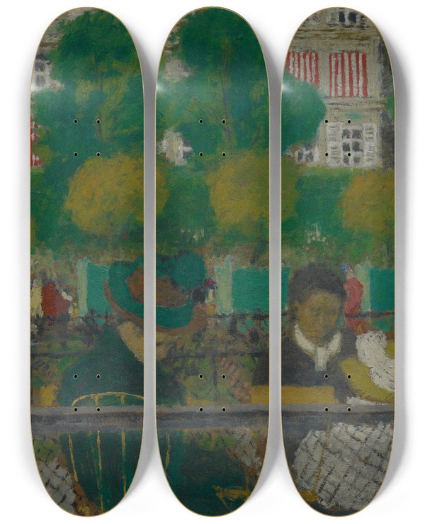 Triptych art skateboard deck of Douard Vuillard The Tuileries Gardensparis by douard Vuillard (1868-1940)