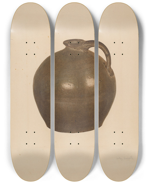 Triptych art skateboard deck of Leroy Griffith Jug by Leroy Griffith