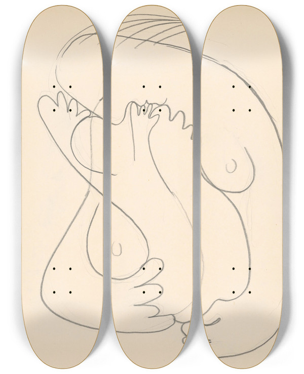 Triptych art skateboard deck of Mikul Galanda Matka S Dieaom_3 by Mikulas Galanda (1895-1938)