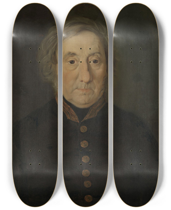 Triptych art skateboard deck of Matthias Stoltenberg Portrait Of County Court Judge Thomas H Minichen by Matthias Stoltenberg (1799-1871)