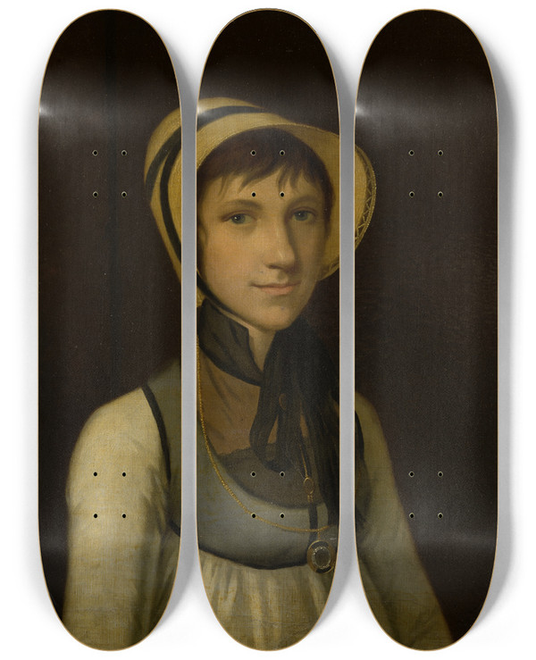 Triptych art skateboard deck of Johann Friedrich August Tischbein Portrait Of Marie Barbara Lauck by Johann Friedrich August Tischbein (1750-1812)