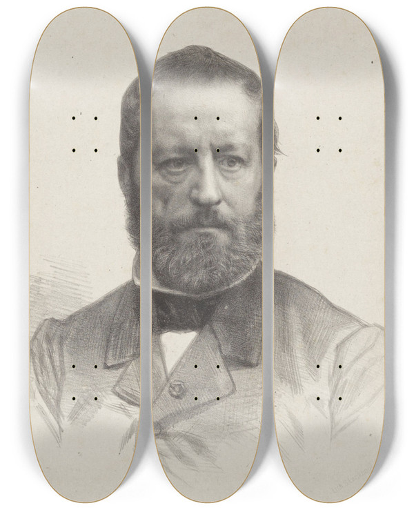 Triptych art skateboard deck of August Alleb Portret Van Kunstenaar Wouter Verschuur_1 by August Allebe (1838-1927)