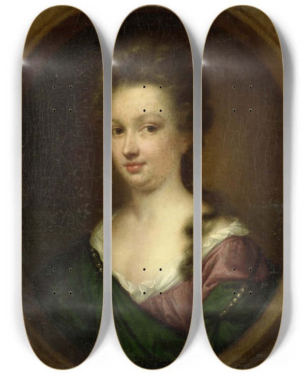 Triptych art skateboard deck of Simon Dubois Emerantia Van Citters 166694 Sister Of Anna Van Citters by Simon Dubois (1632-1708)