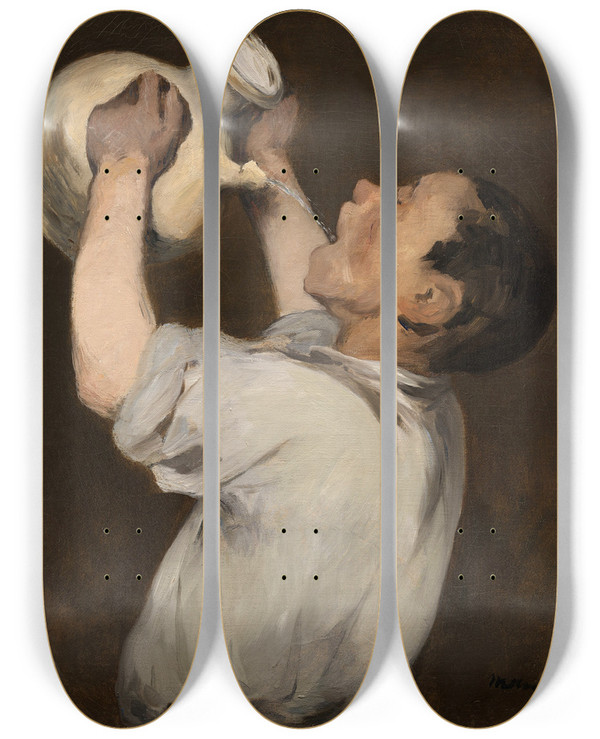 Triptych art skateboard deck of Douard Manet Boy With Pitcher La Rgalade by douard Manet (1832-1883)