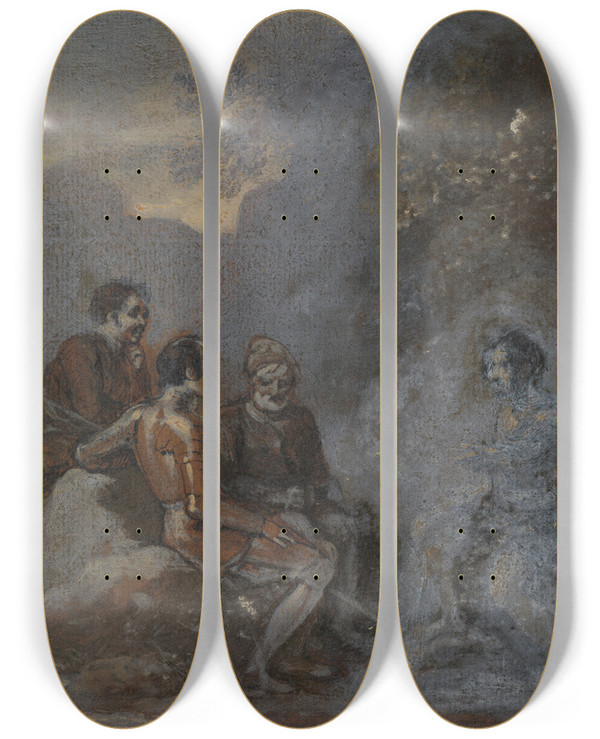 Triptych art skateboard deck of Robert Smirke Oberon And Puck_2 by Robert Smirke (1752-1845)