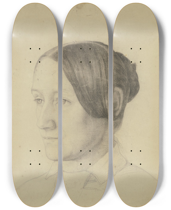Triptych art skateboard deck of Otto Scholderer Bildnis Emilie Scholderer Mutter Des Knstlers by Otto Scholderer (1834-1902)
