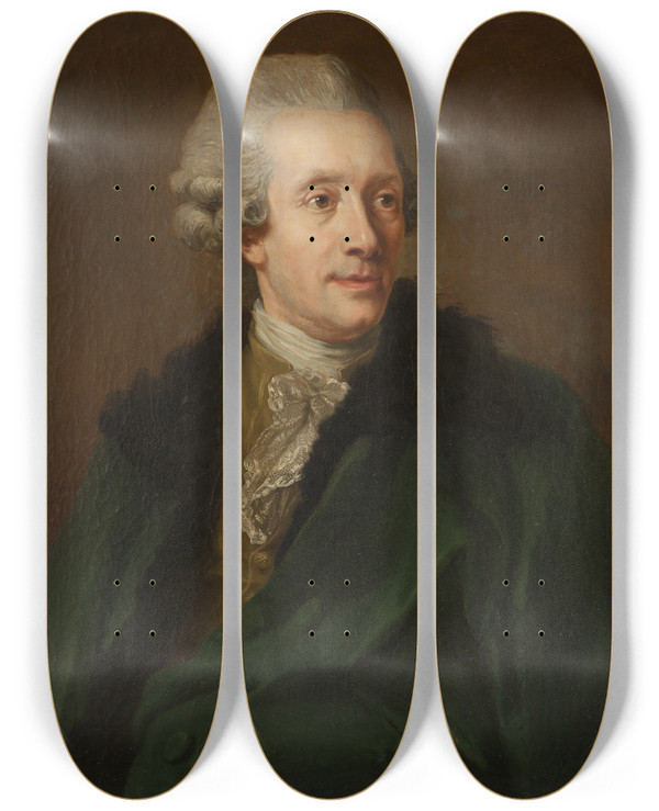 Triptych art skateboard deck of Carl Frederik Von Breda The Artists Father_1 by Carl Frederik Von Breda (1759-1818)
