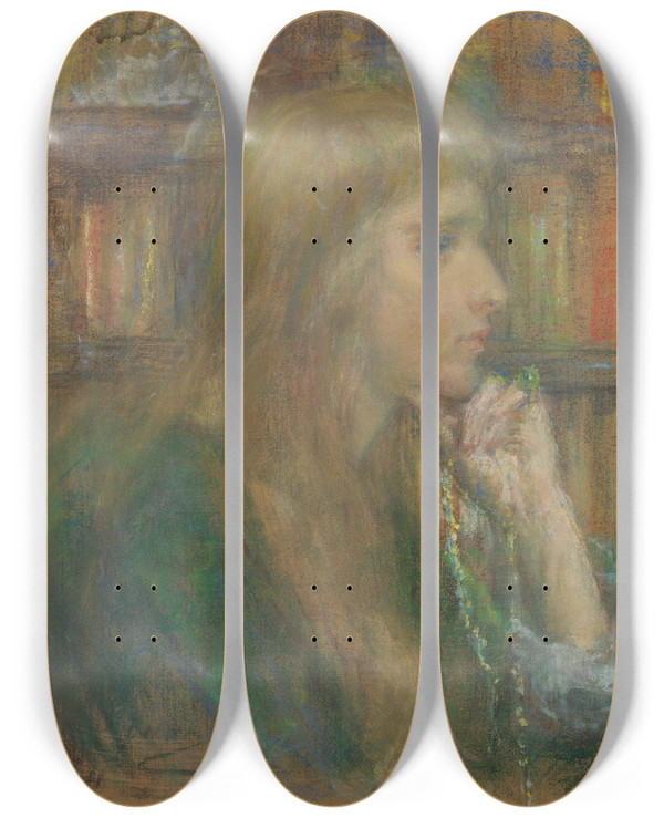 Triptych art skateboard deck of Alice Pike Barney The Writer Natalie Clifford Barney by Alice Pike Barney (1857-1931)