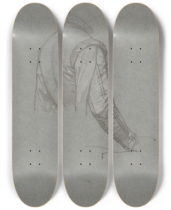 Triptych art skateboard deck of Nicaise De Keyser Back And Arm Of The Artist Pieter Neefs I by Nicaise De Keyser (1813-1887)