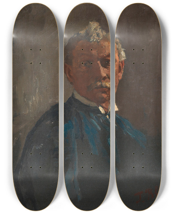 Triptych art skateboard deck of Tina Blau Herrenbildnis by Tina Blau (1845-1916)