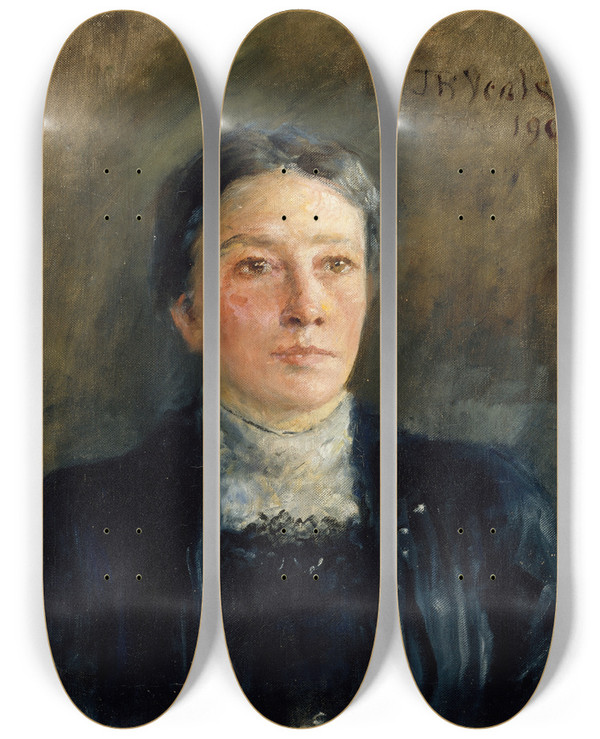 Triptych art skateboard deck of John Butler Yeats Portrait Of Augusta Gregory 18521932 Dramatist by John Butler Yeats (1839-1922)