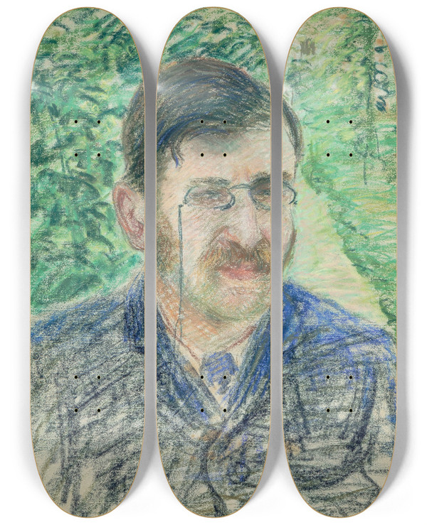 Triptych art skateboard deck of Camille Pissarro Portrait Dalfred Isaacson by Camille Pissarro (1830-1903)