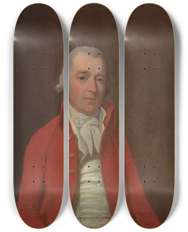 Triptych art skateboard deck of Francis Wheatley Portrait Of An Unknown Man by Francis Wheatley (1747-1801)