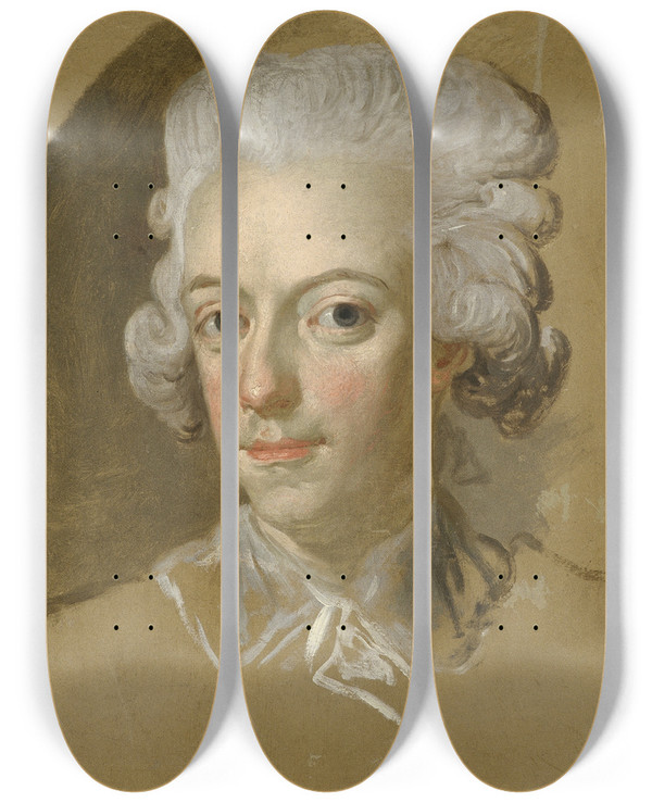Triptych art skateboard deck of Lorens Pasch The Younger King Gustav Iii Of Sweden Sketch by Lorens Pasch the Younger (1733-1805)