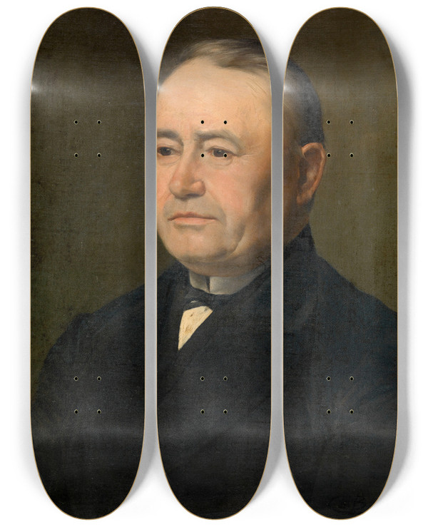 Triptych art skateboard deck of Charles Boom Portrait Of A Man by Charles Boom (1858-1939)