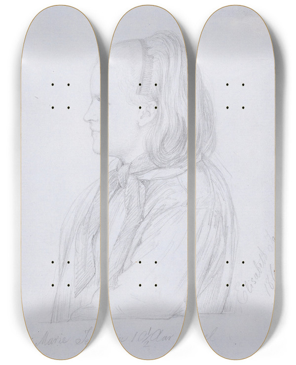 Triptych art skateboard deck of Elisabeth Jerichau Baumann Marie Jerichau 10 R Gammel by Elisabeth Jerichau Baumann (1819-1881)