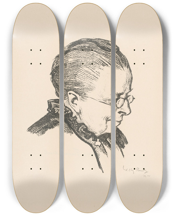 Triptych art skateboard deck of Willy Sluiter Portret Van Catharine Van Tussenbroek by Willy Sluiter
