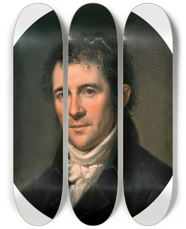 Triptych art skateboard deck of Charles Willson Peale Portrait Of Benjamin Henry Latrobe by Charles Willson Peale (1741-1827)