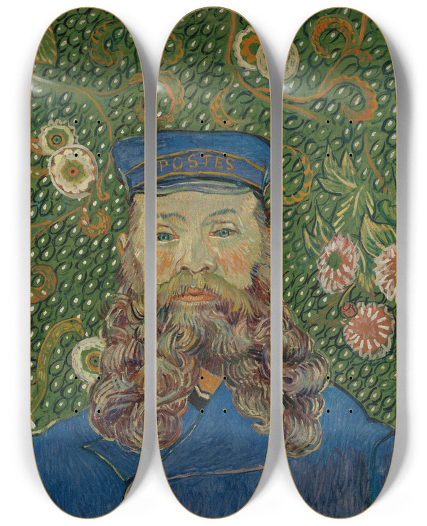 Triptych art skateboard deck of Vincent Van Gogh Portrait Of Joseph Roulin_2 by Vincent van Gogh (1853-1890)