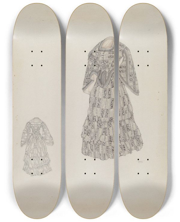Triptych art skateboard deck of Arelia Arbo Dress_8 by Arelia Arbo