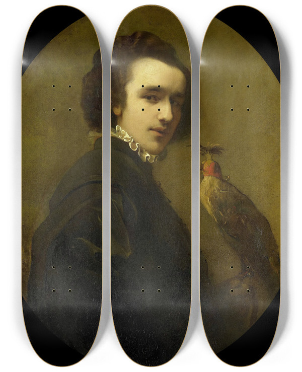 Triptych art skateboard deck of Christoffel Bisschop The Falconer by Christoffel Bisschop (1826-1904)