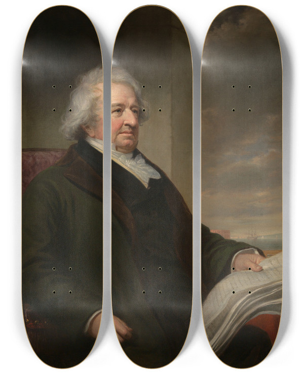 Triptych art skateboard deck of Daniel Huntington Gulian Crommelin Verplanck by Daniel Huntington (1816-1906)